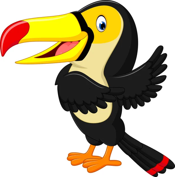 Dibujos animados feliz pájaro tucán — Vector de stock