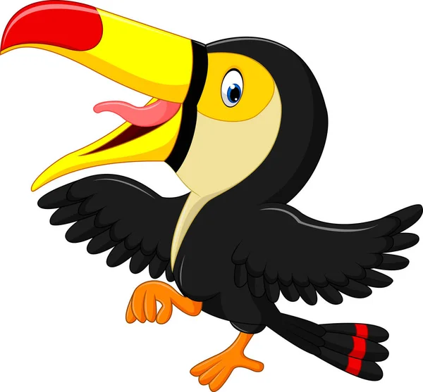 Cartoon happy bird toucan — Stock vektor