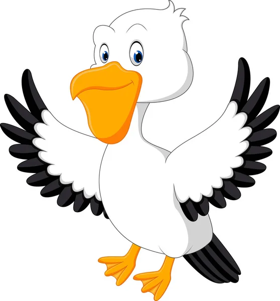 Ilustração de bonito pelicano cartoon — Vetor de Stock