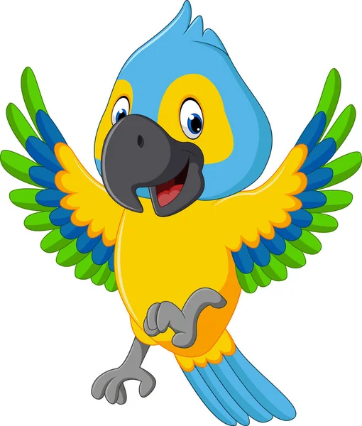 Ilustrasi kartun macaw lucu - Stok Vektor