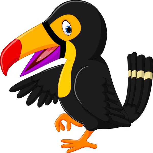 Cartoon happy bird toucan — Stock vektor