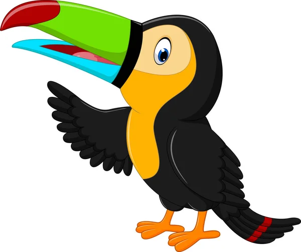 Cartoon happy bird toucan — Stock vektor