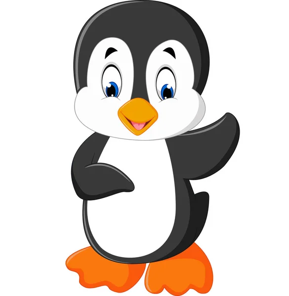 Bonito desenho animado pinguim acenando — Vetor de Stock