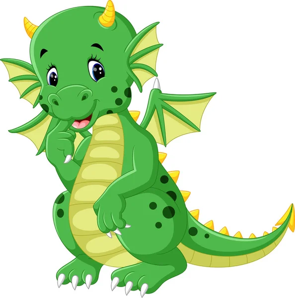 Lindo dragón de dibujos animados — Vector de stock