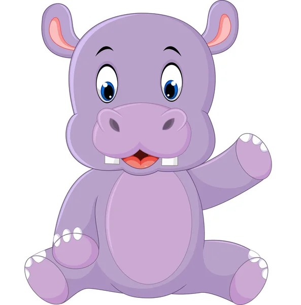 Mignon hippopotame dessin animé — Image vectorielle