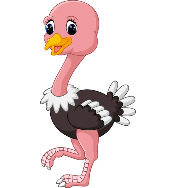 Divertidos dibujos animados avestruz — Vector de stock