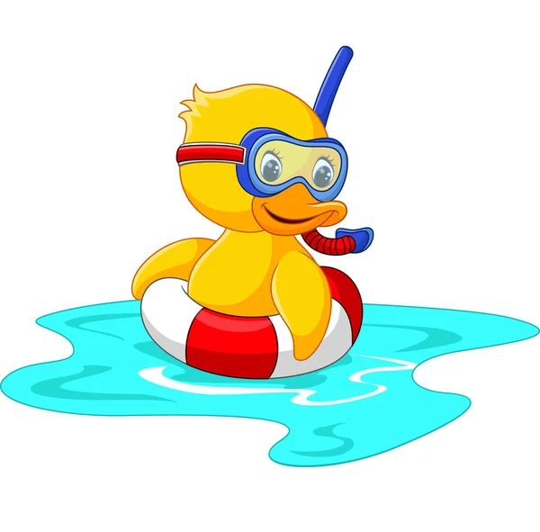 Mergulhador de pato com cinto de natação sentado — Vetor de Stock