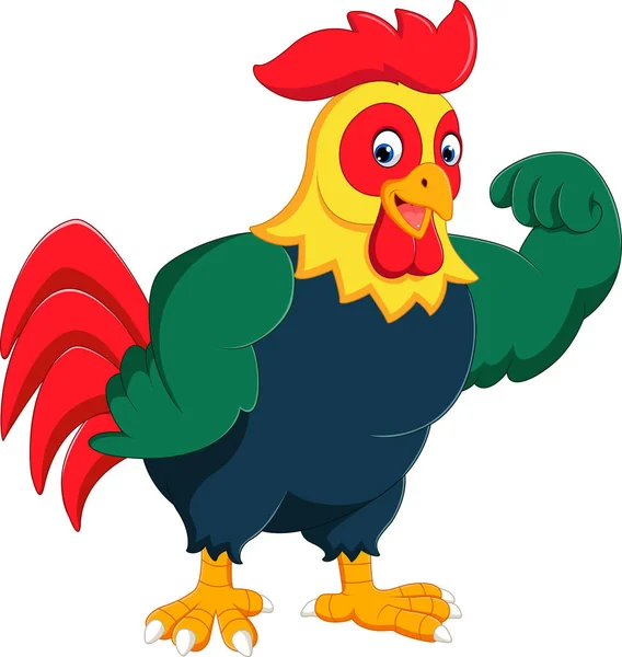 Galo de galinha dos desenhos animados posando — Vetor de Stock