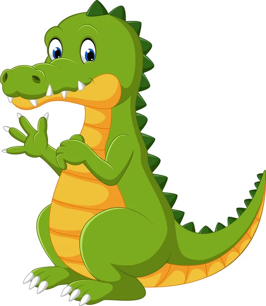 Joyeux plaisir mignon crocodile dessin animé — Image vectorielle