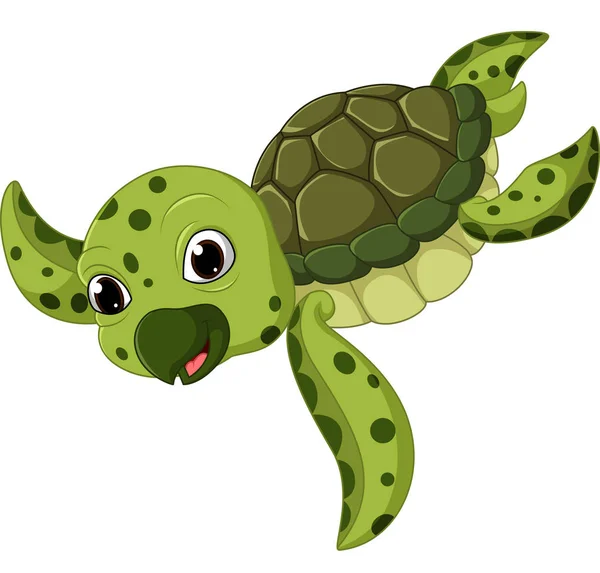 Niedliche Meeresschildkröte Karikatur — Stockvektor