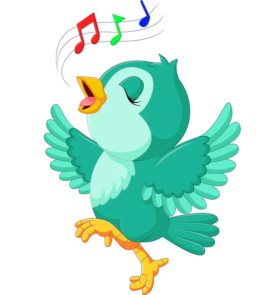 Cute bird singing — Stock Vector