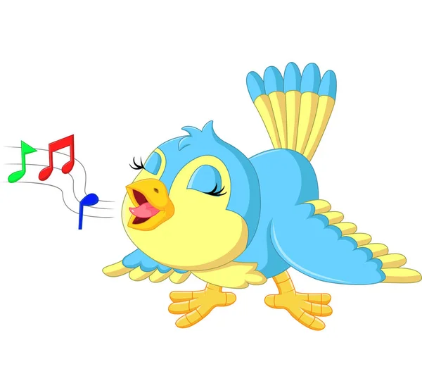 Cute bird singing — Stock Vector