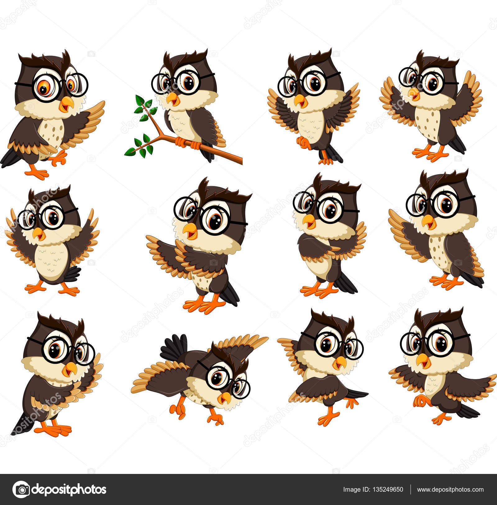 Image vectorielle Mignon hibou dessin animé par ©hermandesign2015@gmail.com  - 135249650, image size:1600x1626