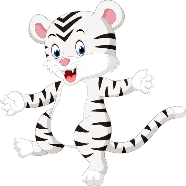 Ilustração de bonito bebê tigre branco — Vetor de Stock