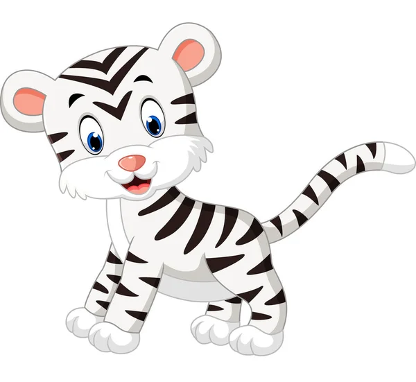 Ilustração de bonito bebê tigre branco — Vetor de Stock