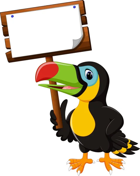 Karikatür mutlu kuş toucan — Stok Vektör