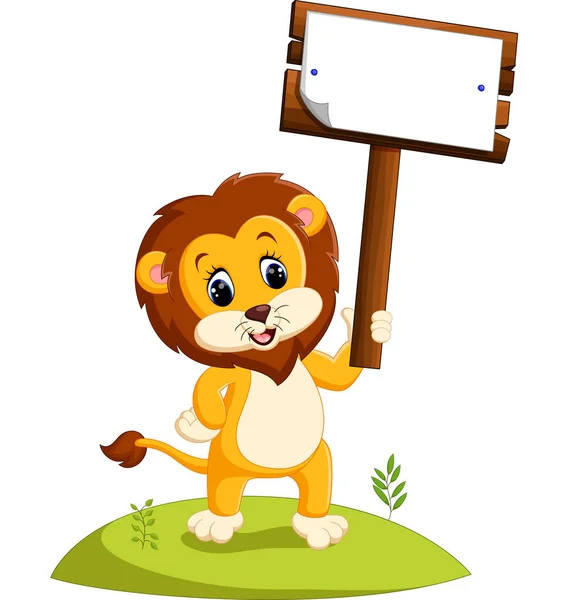 León de dibujos animados lindo — Vector de stock