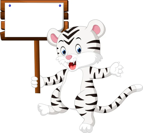 Mignon tigre blanc dessin animé — Image vectorielle