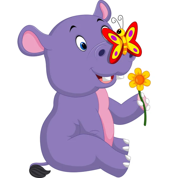 Dessin animé mignon bébé hippopotame — Image vectorielle