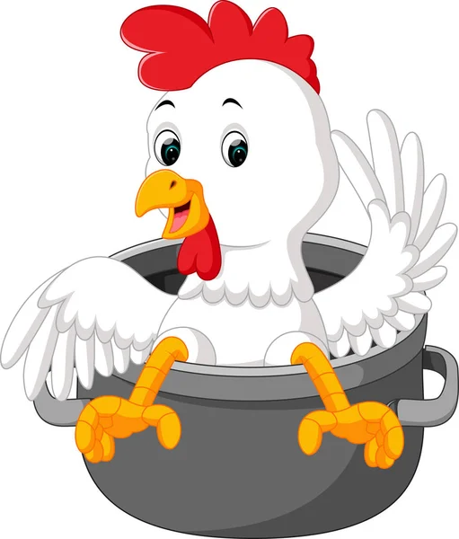 Kreskówka kurczak w garnku — Wektor stockowy