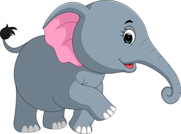 Lindo elefante de dibujos animados — Vector de stock