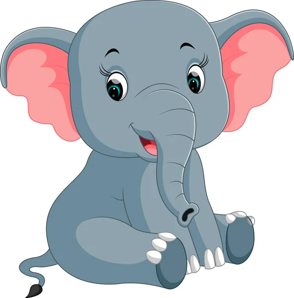 Lindo elefante de dibujos animados — Vector de stock