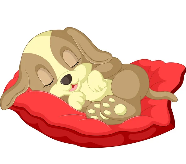 Carino cane cartone animato dormire — Vettoriale Stock