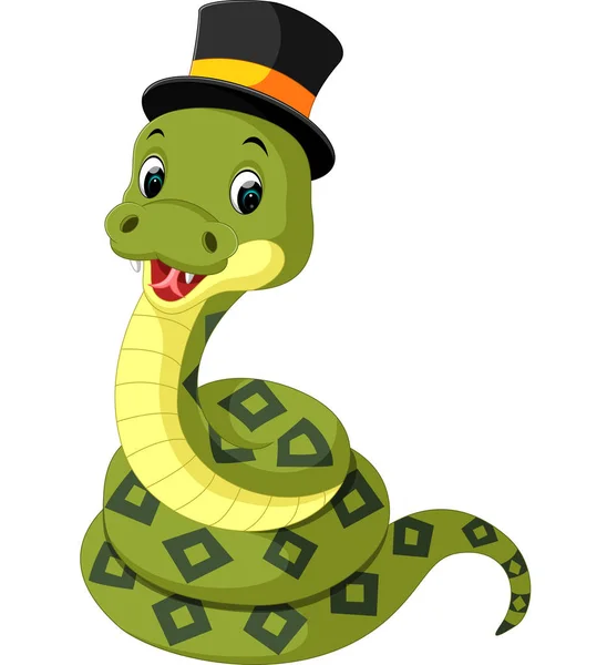 Carino verde serpente cartone animato — Vettoriale Stock