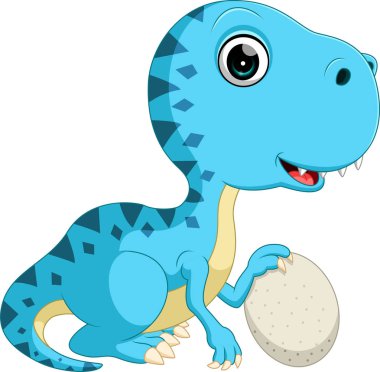 Sevimli dinozor holding yumurta