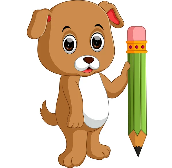 Söt hund anläggning penna — Stock vektor