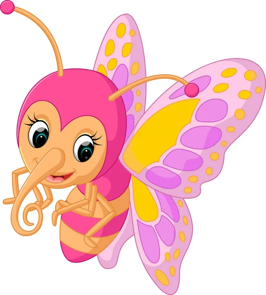 かわいい蝶の漫画 — ストックベクタ