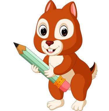 sevimli sincap holding kalem