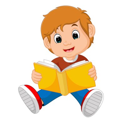 Çocuk kitap okuyor.