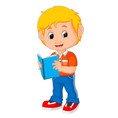 Çocuk kitap okuyor.