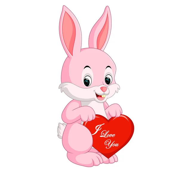 Coniglio cartone animato con amore — Vettoriale Stock