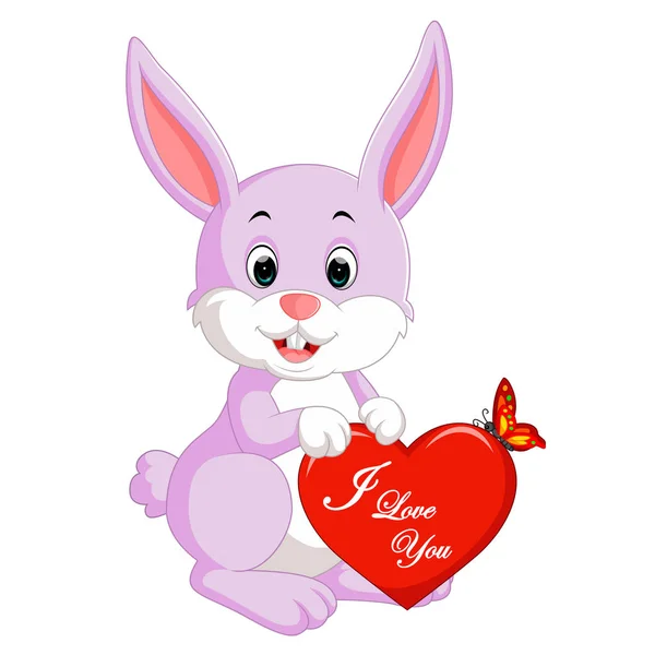 Dessin animé lapin avec amour — Image vectorielle