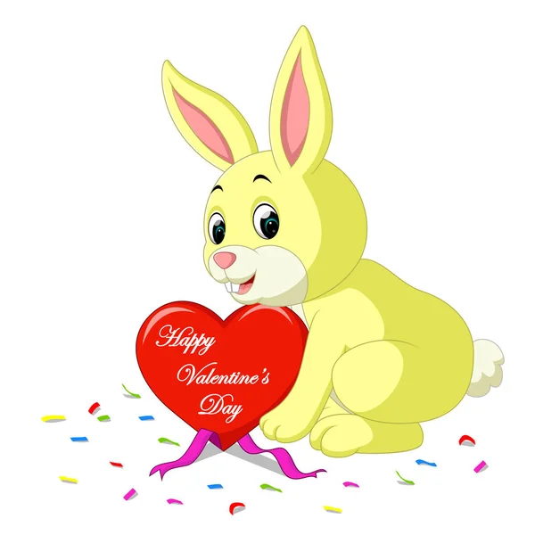 Desenhos animados de coelho com amor —  Vetores de Stock