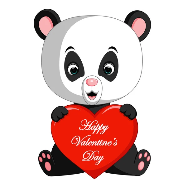 Desenho animado panda com amor —  Vetores de Stock
