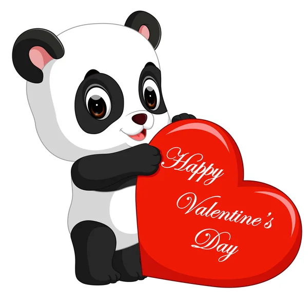 Desenho animado panda com amor —  Vetores de Stock