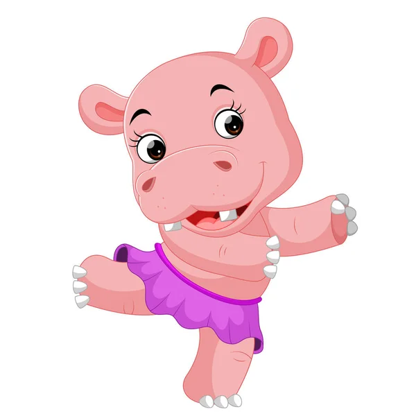 Mignon hippopotame danse — Image vectorielle