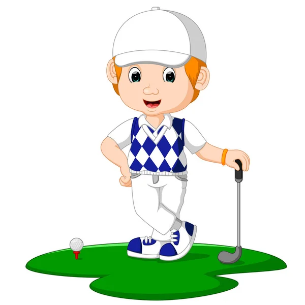 Golfer Mann Karikatur — Stockvektor