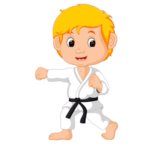 Lindo karate chico — Vector de stock