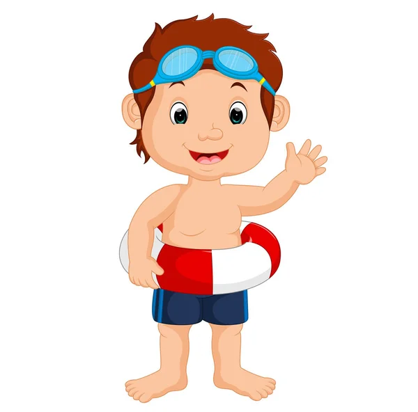 Cute boy swimming — Stock Vector