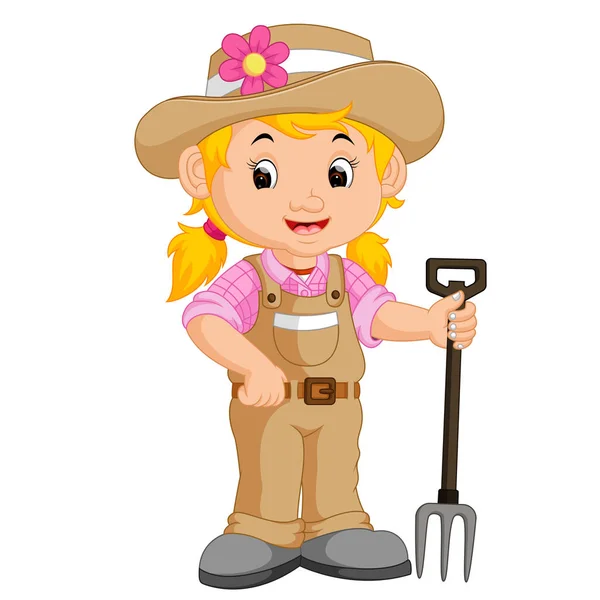 Girl farmer cartoon — Stock Vector