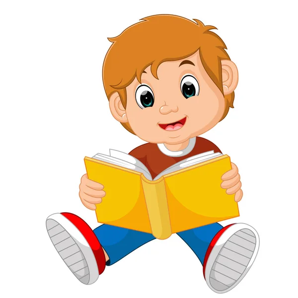Pojke läsa bok — Stock vektor