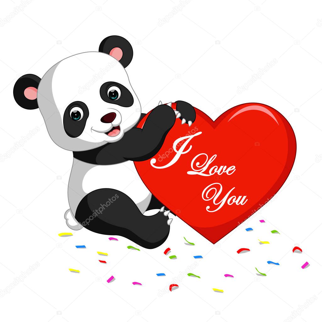 panda cartoon with love