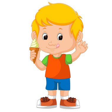 sevimli çocuk yalama dondurma
