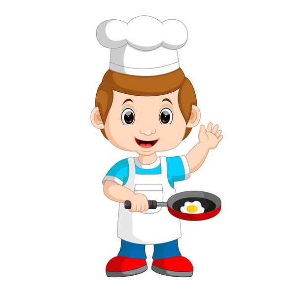 Chef oeufs de friture — Image vectorielle