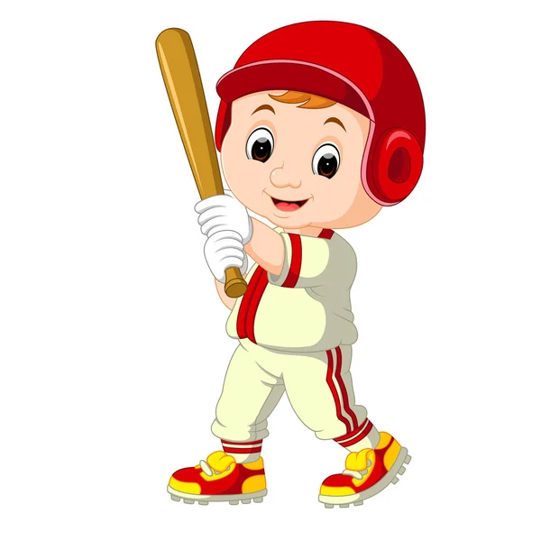 Jogador de beisebol Kid desenhos animados — Vetor de Stock