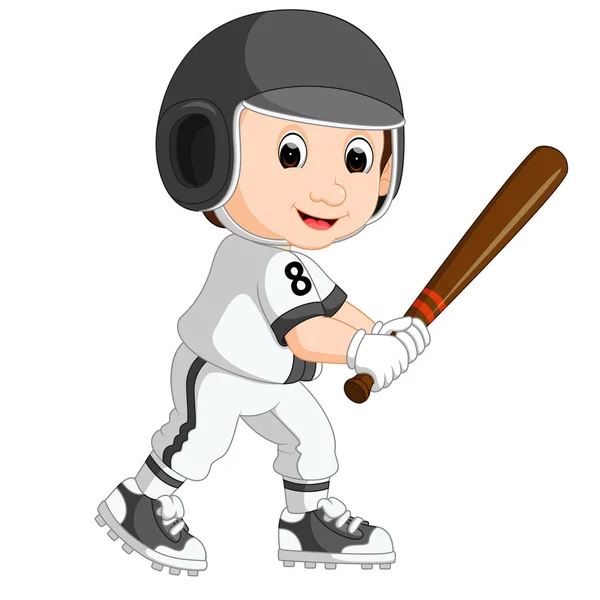 Baseball játékos gyerek rajzfilm — Stock Vector